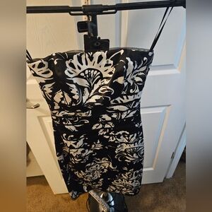 White House Black Market Strapless Black and White Dress